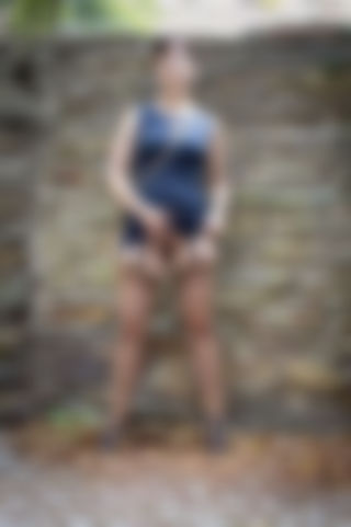 Public nudity with hairy natural pussy