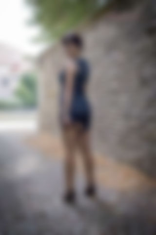 Public nudity with hairy natural pussy