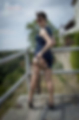 Public nudity with hairy natural pussy