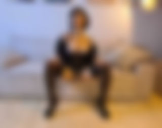 Black nylons on the sofa