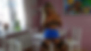Blonde nylon nymph masturbating in the kitchen