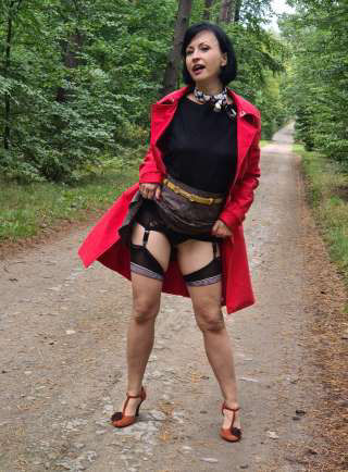 My red coat in the woods