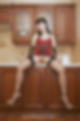 Red fetish in the kitchen
