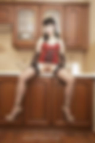 Red fetish in the kitchen