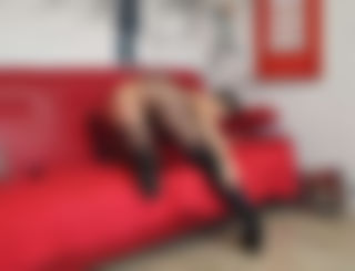 Self-pleasuring with big long dildo