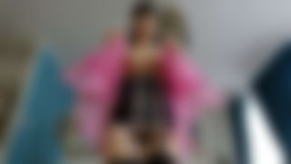 Black stockings and hairy pussy masturbated with a dildo